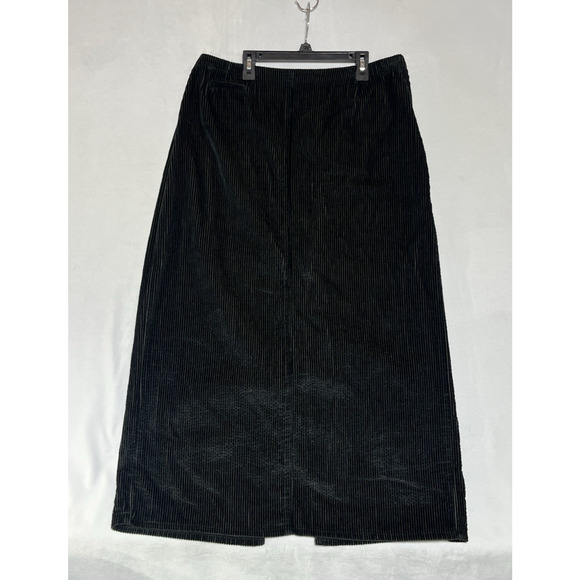 Bagatelle Corduroy Wide Wale Midi Skirt 16 Black Elastic Waist Zip Classic - Picture 1 of 9